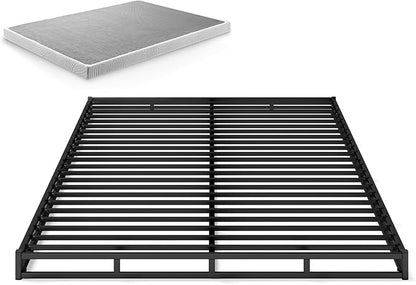 ZINUS Quick Lock Metal Smart Box Spring, 4 Inch Mattress Foundation, Strong Metal Structure, Easy Assembly, Queen White, Hassle & Headache Free