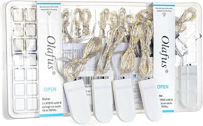 Olafus 16 Pack Fairy Lights Battery Operated, IP68 Waterproof Mini String Light, 7ft Small LED Bottle Light for Wedding Vase Centerpieces Table Decorations Christmas Indoor Party Jars Gift Cool White