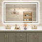 USHOWER LED Bathroom Mirror 60x36 Inch with Lights - Frameless Tempered Glass LED Backlit Lighted Mirror for Bathroom Vanity with Anti-Fog, 3 Colors Dimmable, Memory Function, Wall-Mounted
