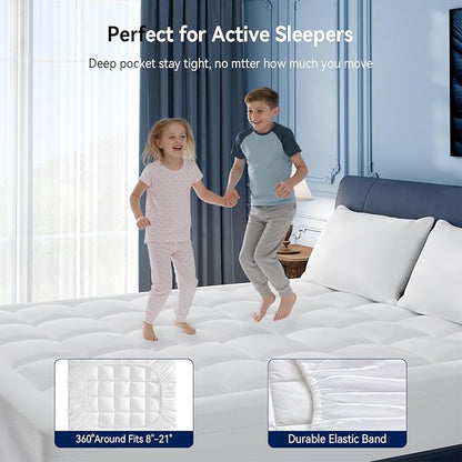 ELEMUSE Super Olympic Queen Dual Layer 3 Inch Memory Foam Mattress Topper, 2 Inch Cooling Gel Memory Foam Bed Pad and 1 Inch Soft Pillow Top Mattress Pad for Back Pain Relief & Hot Sleepers