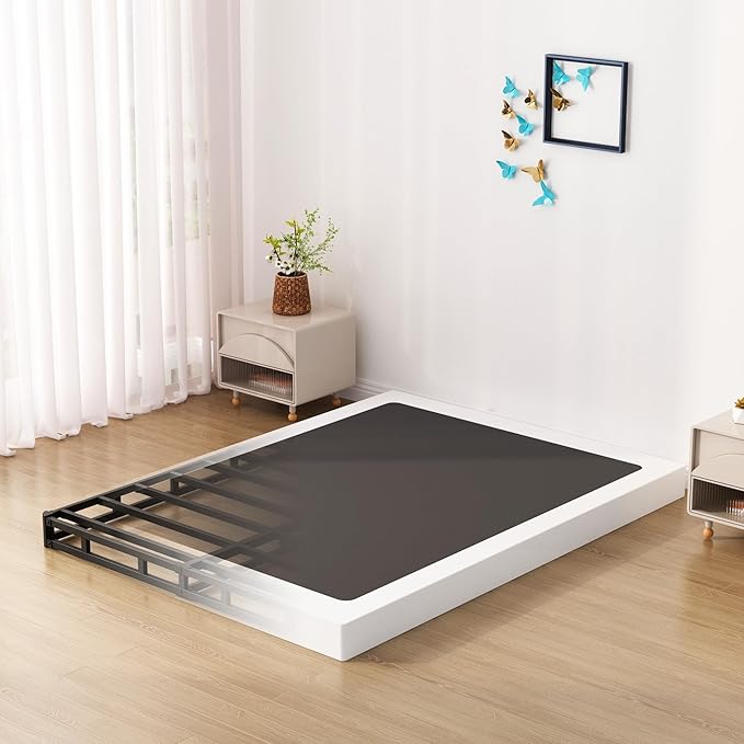 King Box Spring Bed Base 6 Inch, Low Profile Metal Box Spring King with Fabric Cover, 3000 Lbs Max Weight Capacity Mattress Foundation, Noise-Free, Easy Assembly