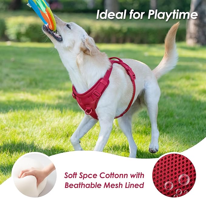 No Pull Dog Harness, Puppy Vest with Front Clip for Small Medium Large Sized Dog(Burgundy Red,M)-Mewly Pet