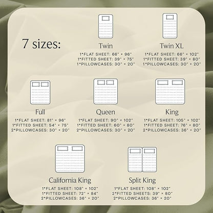 LuxClub 4 PC Full Sheet Set, Breathable Luxury Bed Sheets, Deep Pockets Wrinkle Free Cooling Bed Sheets Machine Washable Hotel Bedding Silky Soft - Olive Full