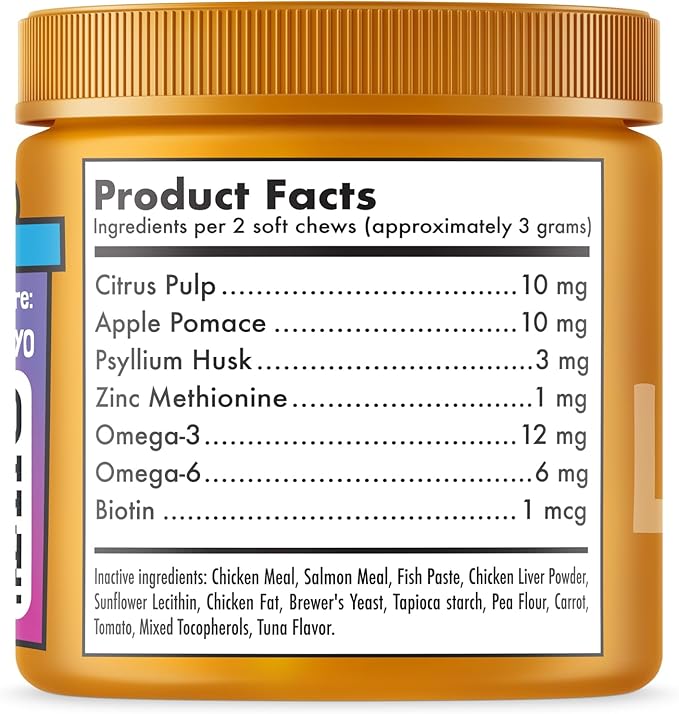Hairball Treatment for Cats Natural Remedy with Apple Pomace, Psyllium Husk Omega 3 6 Fatty Acids Zinc Biotin Cat Supplement for Indoor Cats Promotes Healthy Digestion Furball Control 100 Yummy Chews-Mewly Pet