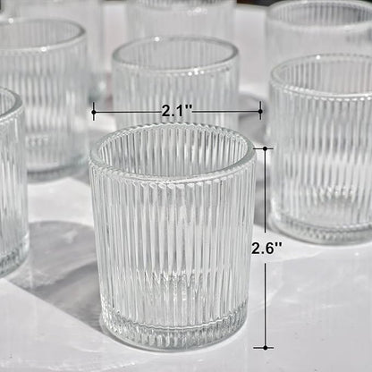 VOHO 24pcs Clear Candle Holder Wedding Centerpieces for Tables, Votive Candle Holders for Votive & Tea Lights Candles, Clear Glass Tealight Candle Holder for Halloween