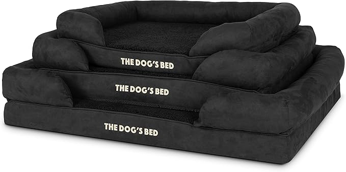 The Dog’s Bed, Medium Black Faux PL 30x23.5, Memory Foam, Pain Relief: Arthritis, Hip & Elbow Dysplasia, Post Surgery, Lameness, Supportive, Calming, Washable Cover, Veterinary Approved-Mewly Pet