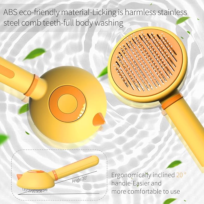 Cat Hair Brush with Release Button for Indoor Cats, Cat Grooming Brush for Long or Short Hair Dogs, Cat Combs for Pet Massage Self-Cleaning Cat Hair Brush-Mewly Pet