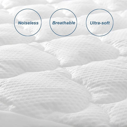 Twin Air Mattress Pad Sheets Cover, Air Mattress Topper Protector Plush Quilted, Soft Breathable and Noiseless Down Alternative Mattress Pad with Deep Pocket Fits Up to 16 inch Mattress