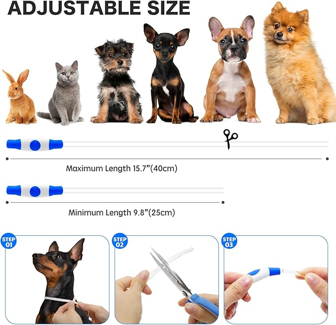 BSEEN Light Up Dog Collar, High Visibility LED Dog Collar Rechargeable- Rainproof TPU Cuttable Glowing Pet Collar for Small Dogs & Cats - Puppy Safety Lights for Night Walking (XS- Blue 40cm)-Mewly Pet