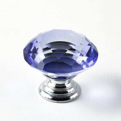 12pcs Diamond Shape Crystal Glass 30mm Drawer Knob Pull Handle Usd for Cabinet, Drawer (Blue)