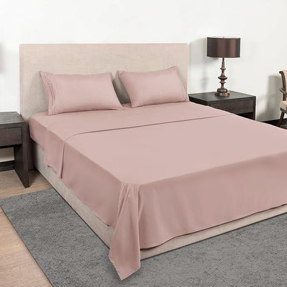 Mejoroom Twin Sheet Set - Hotel Collection Twin Sheets - Bedding Sheets & Pillowcases with Deep Pocket Fitted Sheet, Breathable, Wrinkle & Fade Resistant - 3 Piece(Dusty Pink)