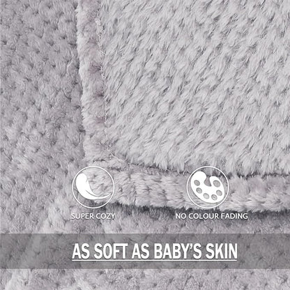 Exclusivo Mezcla Fleece Throw Blanket Extra Large, Super Soft and Warm Blankets for Couch, Sofa and Bed Waffle Textured, Cozy, Fuzzy and Lightweight (Light Grey, 50x70 Inches)