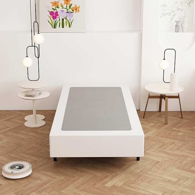 Twin Box Spring 9 Inch, Heavy Duty Metal Box Spring Bed Base with Fabric Cover, Mattress Foundation, Easy Assembly, Noise Free, Black