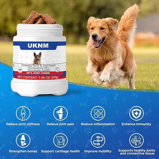 Dog Hip and Joint Supplement,100 Count,Chicken Flavor,Pain and Inflammation Relief Chews with Glucosamine, MSM, Vitamin C, Omega 3,Treats Hip Dysplasia, Arthritis,for Hip & Joint Health, Pain Relief-Mewly Pet