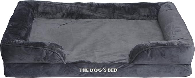 The Dog’s Bed, Orthopedic Standard Foam Waterproof Dog Bed with Standard Support, XL Grey Plush, Waterproof, Supportive Dog Bed with Replaceable Covers, Veterinary Approved-Mewly Pet