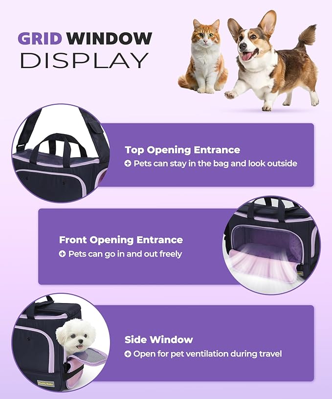 Small Dog Sling Carrier, Front Facing Dog Carrier Sling, Hands Free Pet Carriers Bag with Padded Adjustable Strap and Poop Dispenser Machine Washable for Small Dogs Cats Travel Outdoor-Black-Mewly Pet