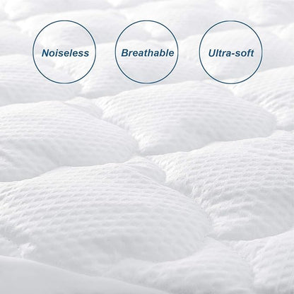 Twin Mattress Pad Cover Air Mattress Topper, Pillow Top Twin Size Quilted Fitted Mattress Protector for Kids, Super Soft Breathable and Noiseless Down Alternative Fiber (15-23'' Deep Pocket)