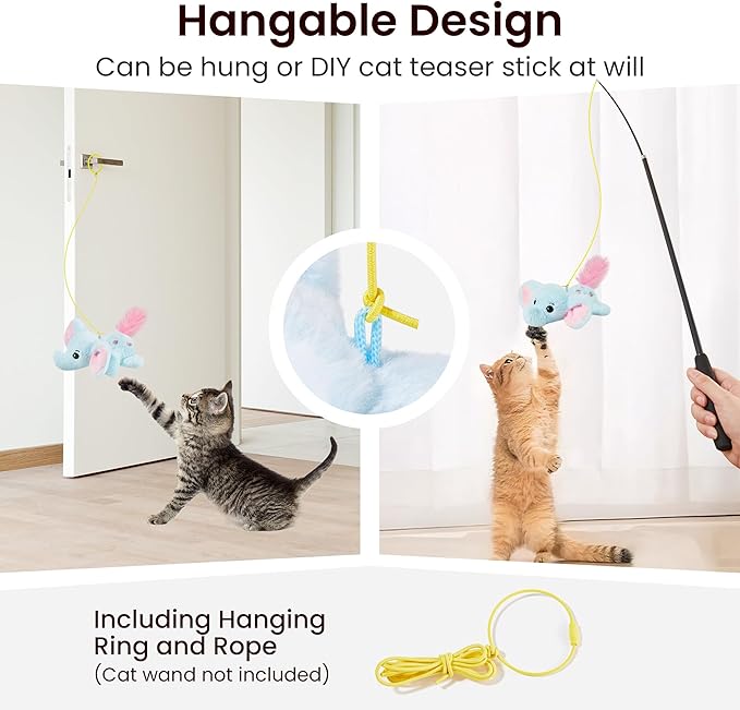 Potaroma Cat Toys Flapping Elephant, Interactive Realistic Kitten Toy Stuffed with Catnip and Crinkle Paper Hangable Design for Bored Indoor Cats 6.3 Inches-Mewly Pet