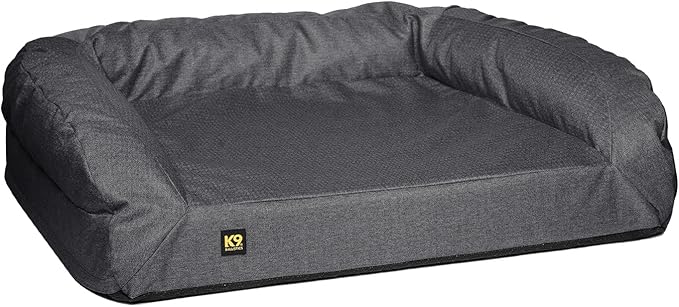 K9 Ballistics Tough Bolster Orthopedic Sofa Dog Bed with Removable Washable Cover - Durable, Water Resistant with Nonskid Bottom - X-Large, Titanium Premium Finish-Mewly Pet