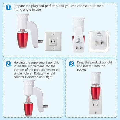 6 Pack Wall Fragrance Plug in Compatible with Bath and Body Works WallFlower Fragrances, ETL Certified, Rotatable, Precise Scent Control Fragrance Diffuser Plug for Home, Office (White)