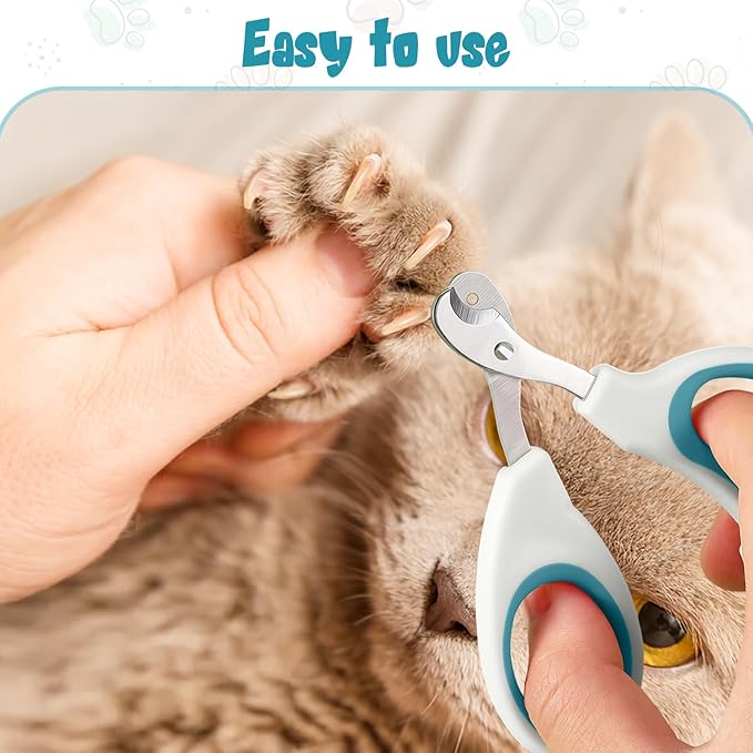 Cat Nail Clipper, Durable Stainless Steel Cat Nail Trimmer with Sharp Blade and Anti-Slip Handle, Professional Small Animal Claw Clippers for Cats Kittens Dogs Rabbits Guinea Pigs-Mewly Pet