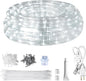 SURNIE Rope Lights Outdoor Waterproof Daylight White: LED 33FT Cuttable Outside Bright 110V Lighting 6000K Flexible Cool Clear Tube, Indoor Deck Patio Xmas Camping Decor, Not Flat Strip