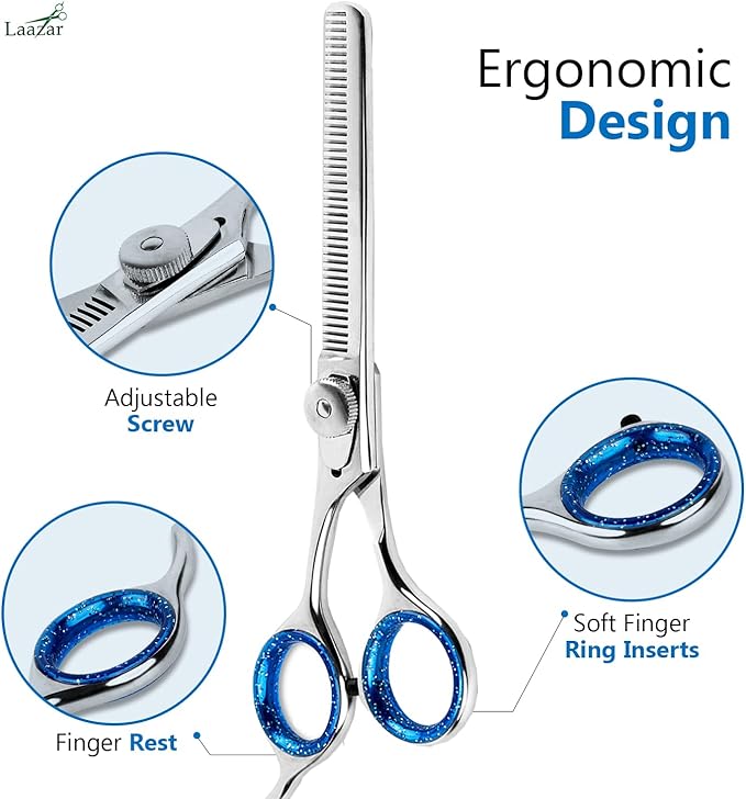 Laazar Pro Shears Thinning Pet Grooming Shear - 6.5 42 Teeth Scissors for dogs cats and pets-Mewly Pet