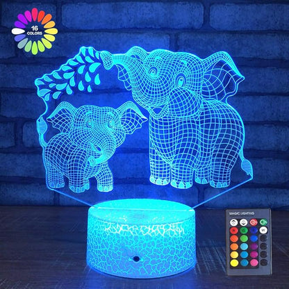 Elephant 3D Night Light for Kids 3D Lamp with 16 Colors Changing Remote Control Elephant Toys 10 9 3 5 2 8 1 7 6 4 Year Old Girls Women Baby Boys Gifts