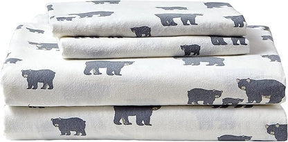 Eddie Bauer - King Sheets, Cotton Flannel Bedding Set, Brushed For Extra Softness, Cozy Home Decor (Bear Family, King)