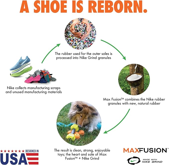 Max Fusion with Nike Grind, Arlee Meteor Dog Toy, Chew Toy for Play, Fetch, Tug, M-Mewly Pet