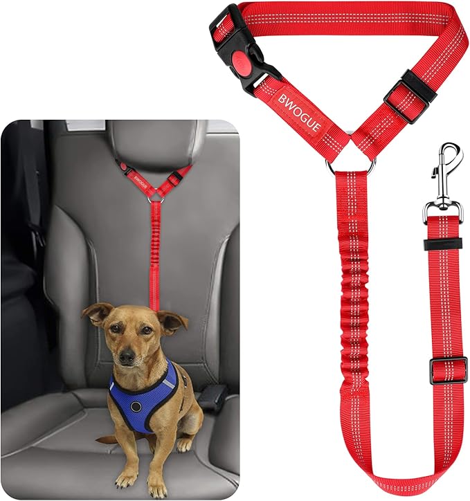 BWOGUE Pet Dog Cat Seat Belts, Car Headrest Restraint Adjustable Safety Leads Vehicle Seatbelt Harness (1 Pack)-Mewly Pet