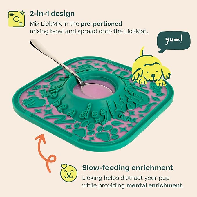 WOOF LickMat - Easy-to-Clean Lick Mat for Dogs - Slow Feeder Mat with Non-Slip Design - BPA-Free Silicone Lick Mat - Interactive Dog Toys - Lavender-Mewly Pet