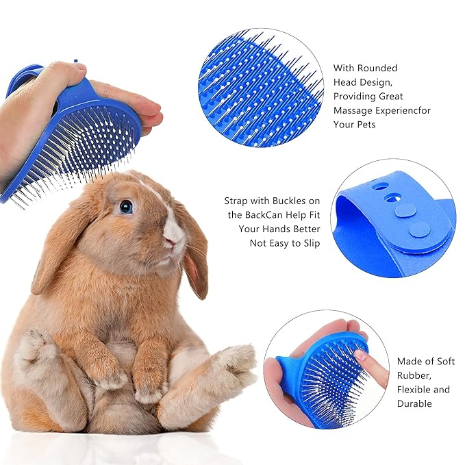 7-Piece Small Pet Grooming Kit with Brush, Nail Clippers, and Adjustable Strap for Rabbits, Hamsters, Guinea Pigs (Blue)-Mewly Pet