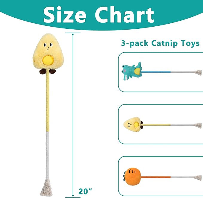 3pcs Safe Cat Rope Toy with Catnip,Teeth Clean Toy for Cat, Cat Chew Toys for Indoor Cat,Kitten Interactive Toys-Mewly Pet