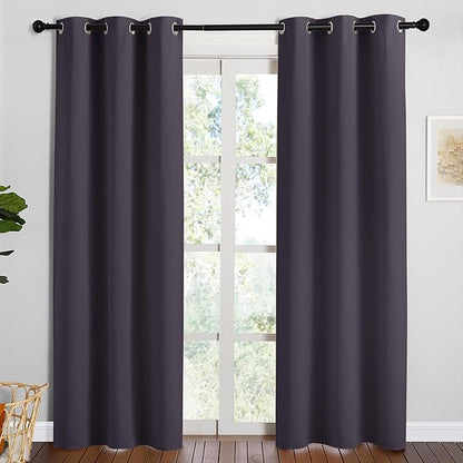 NICETOWN Greyish Purple Blackout Curtains 90 inches Length for Living Room, 2 Panels, 42" Wide, Thermal Insulated Long Drapes for Large Window