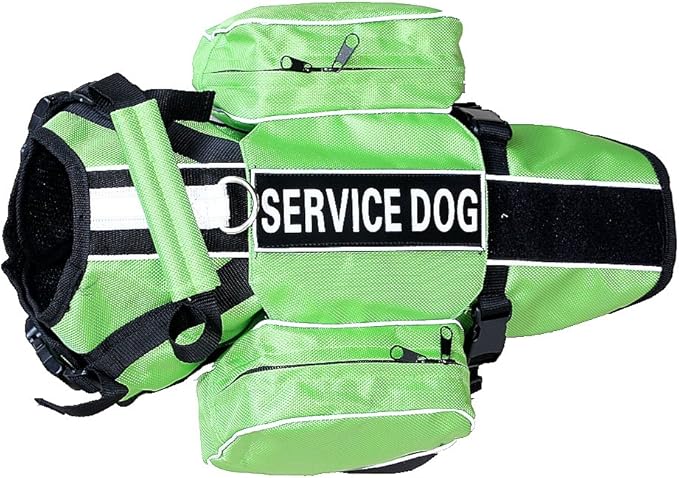 Serijoars Dog Vest Harnesses with Saddlebag Backpack for Camping & Travel - Reflective Hound Hiking Backpack Saddle Bag - Lightweight Vest Harness for Medium & Large Dogs (Green, S)-Mewly Pet