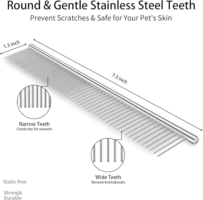 5 PCS Dog Grooming Brush Kit – Self Cleaning Slicker Brush for Shedding Short & Long Haired Dogs & Cats. Removes Loose Fur, Undercoat, Mats, Tangles. Suit for Small, Medium & Large Pets. Blue-Mewly Pet