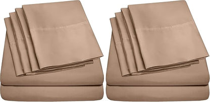 Twin Size Bed Sheets - 4 Piece 1500 Supreme Collection Fine Brushed Microfiber Deep Pocket Twin Sheet Set Bedding - 1 Extra Pillow Cases, Great Value, Twin, Taupe (Pack of 2)