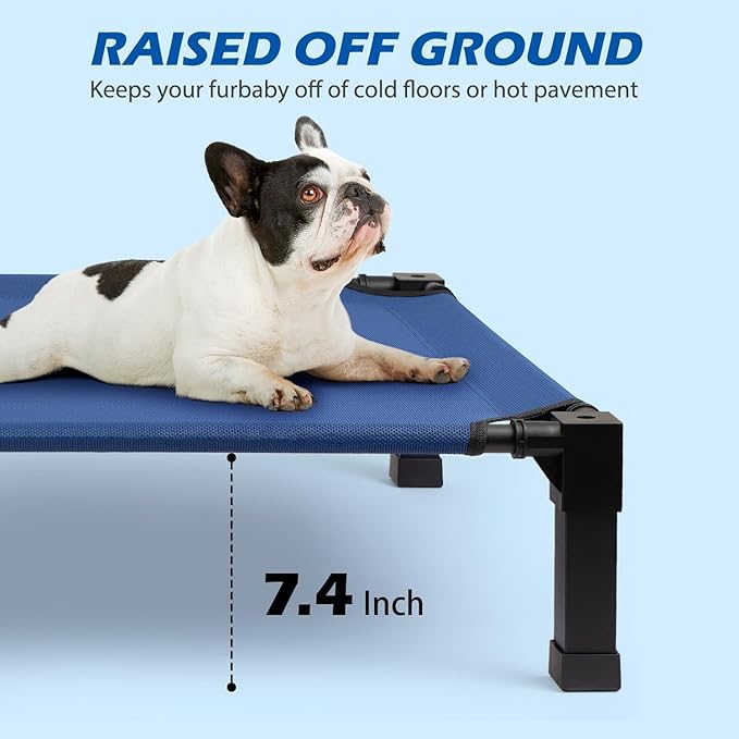 Heeyoo Elevated Dog Bed, Cooling Raised Pet Cot with Chew Proof Washable Breathable Mesh and Metal Frame, Portable Dog Cot Bed with No-Slip Feet for Outdoor or Indoor Use-Mewly Pet
