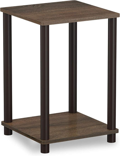 FURINNO Turn-N-Tube Haydn 2-Pack End Table, Walnut/Brown