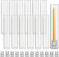 12 Set Christmas Glass Hurricane Candle Holders 12.6" Open Ended Glass Candleholder Tube Shape Bottomless and 2.2" Taper Clear Candlestick Holders for Wedding Party Table Centerpiece (Clear)