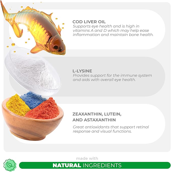 Eye Support for Dogs - 90 Soft Chews - Dog Supplements for Vision, Eye Vitamins for Dogs, with Cod Liver Oil Antioxidant, Dog Omega Supplement, Omega 3 EPA and DHA Fatty Acids.-Mewly Pet