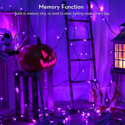 ODEETRONIC Purple Halloween Lights, 98.4ft 300 LED Purple String Lights, 8 Modes Halloween Light String Connectable, Plug in Twinkle Fairy Light Waterproof for Outdoor Holiday Party Home Tree Decor