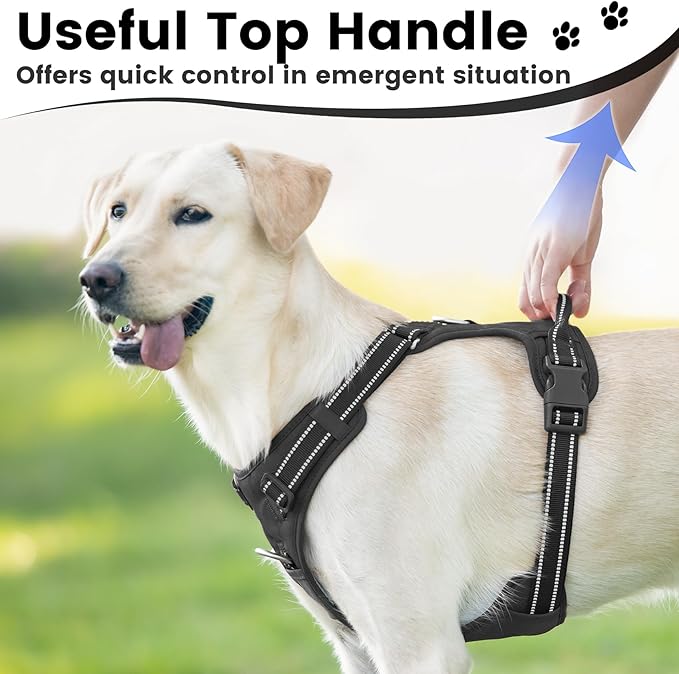 No Pull Dog Harness, Reflective Puppy Vest for Small Medium Large Sized Dog(Black,XL)-Mewly Pet