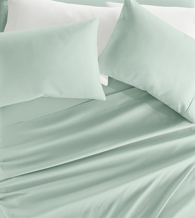 Linen Market Double-Brushed Microfiber Queen Sheet Set 4 Piece – Oeko-TEX Certified Ultra Soft & Wrinkle-Free - 16" Deep Pocket Sheets - Easy Care Queen Size - Mint