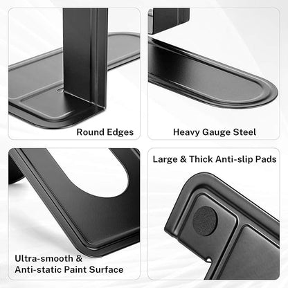 MaxGear Book Ends Universal Premium Bookends for Shelves, Non-Skid Bookend, Heavy Duty Metal Book Stopper for Books/Movies/CDs/Video Games, 6 x 4.6 x 6 in, Black, 3 Pairs/6 Pieces, Large