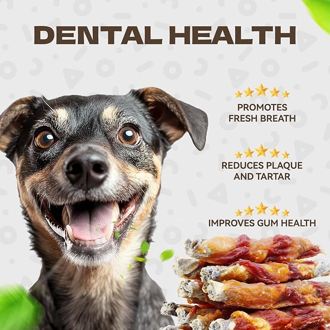 Chicken Duck Wrapped Cod Skin Sticks Dog Treats, Rawhide Free Dog Chews Long Lasting HealthTeeth Training Treats for Medium and Large Breed 10.58oz/12-14pcs-Mewly Pet