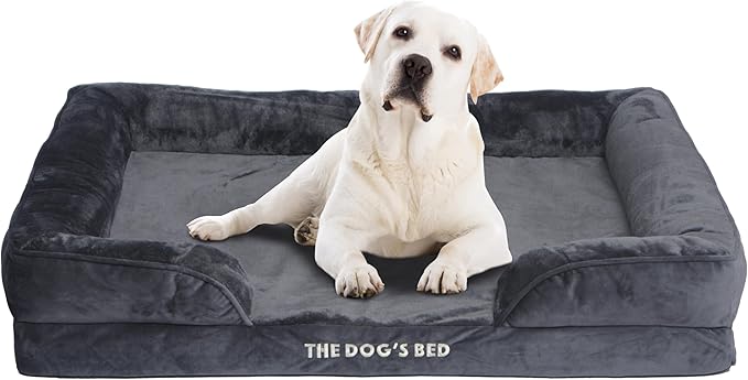 The Dog’s Bed, Orthopedic Standard Foam Waterproof Dog Bed with Standard Support, XL Grey Plush, Waterproof, Supportive Dog Bed with Replaceable Covers, Veterinary Approved-Mewly Pet
