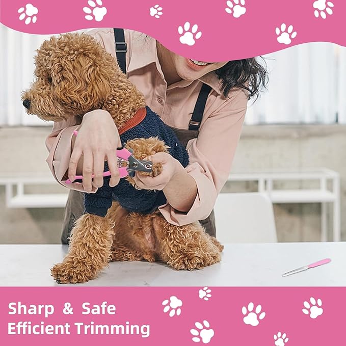 Dog Brush for Shedding,9 PCS in One Pet Slicker Hair Brush Kit with Pet Nail Clipper and File - Dog Cat Grooming Deshedding Undercoat Rake Brush Comb for All Small Large Dogs Cats Pink-Mewly Pet
