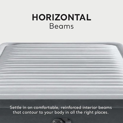 Intex Dura-Beam Deluxe Comfort-Plush Elevated: Fiber-Tech – Queen Size – Built-in Electric Pump – 18in Bed Height – 600lb Weight Capacity